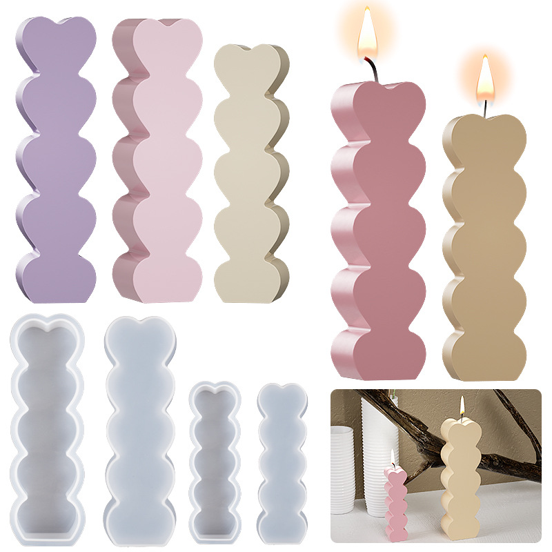 DIY Crystal Drip Resin Plaster Ornaments Five Even Love Long Candle Silicone Mold