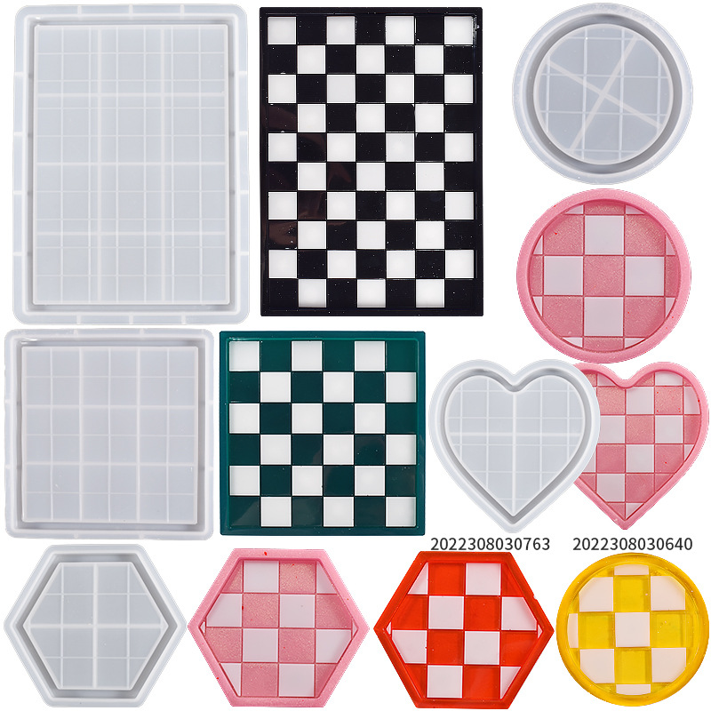 DIY Drip Rubber Square Rectangular Love Heart Six-Sided Round Chessboard Checker Plate Plate Tray Plaster Silic