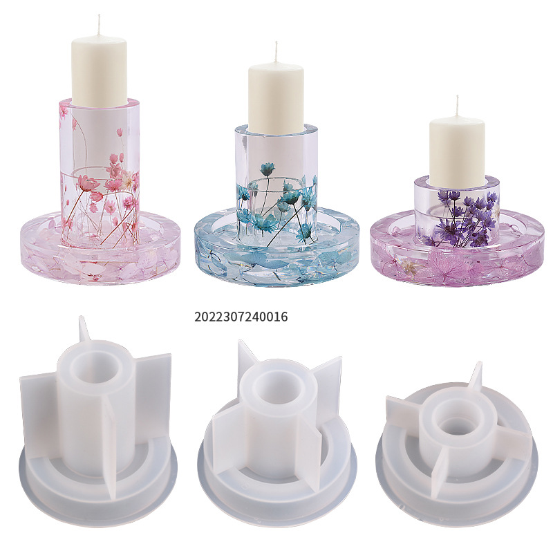 DIY Drip Cement Plaster Candle Holder Millwork Round Candle Holder Base Ornament Silicone Mold