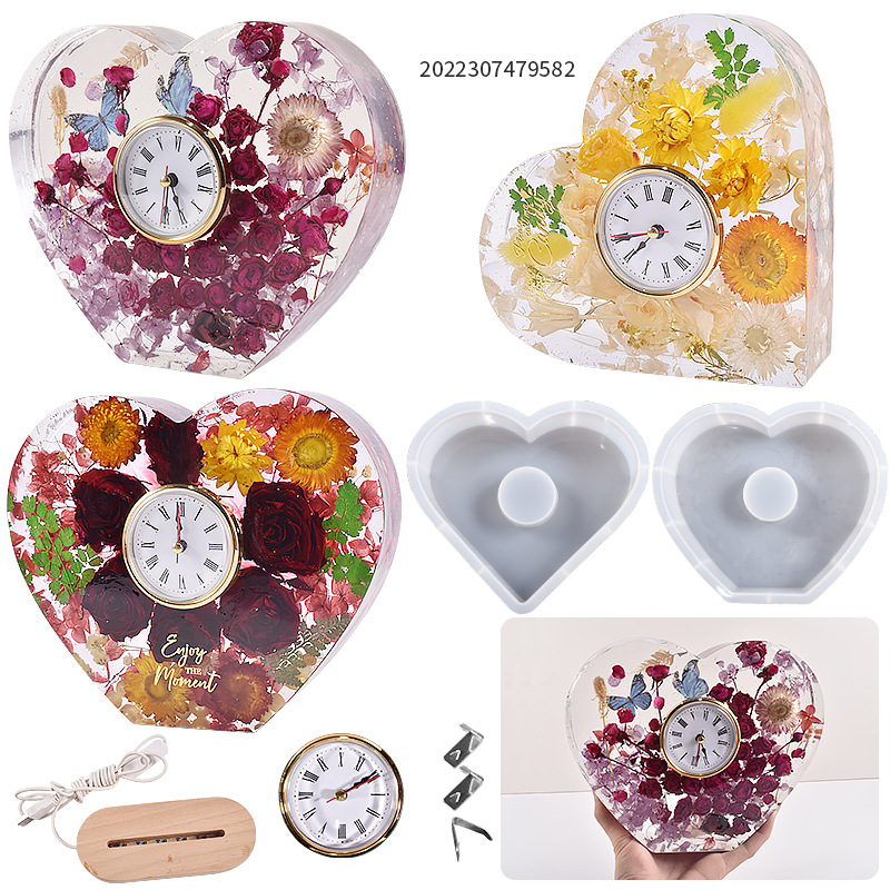 Drip Diy Vertical Desk Clock Pendulum Geometric Love Clock Pendulum Valentine's Day Heart Silicone Mold