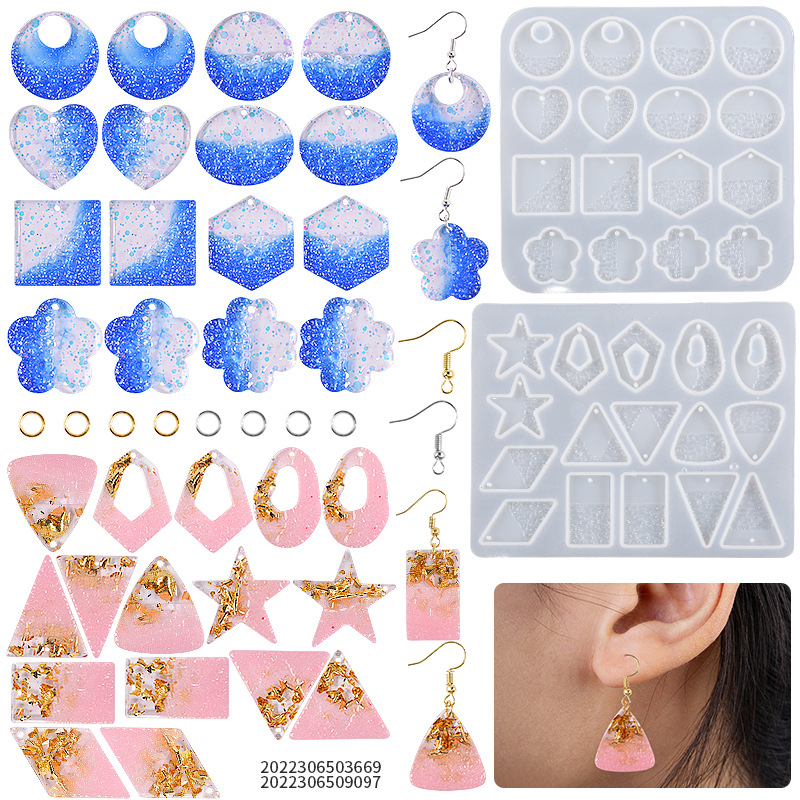 DIY Crystal Drip Resin Water Pattern Necklace Pendant Bracelet Charm Earrings Jewelry Silicone Mold