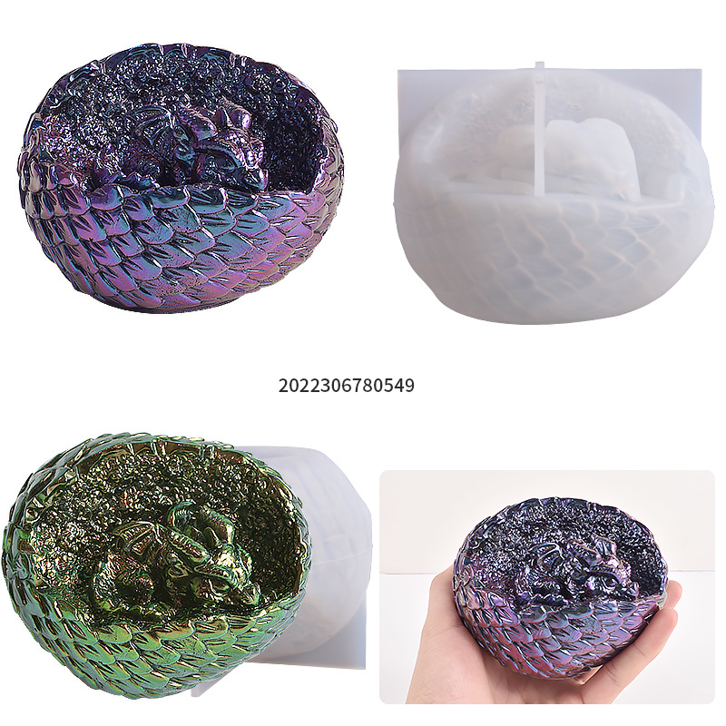 DIY Crystal Drip Resin Plaster Dinosaur Eggs Baby Silicone Mold Broken Shell Dinosaur Hatchling Grinder