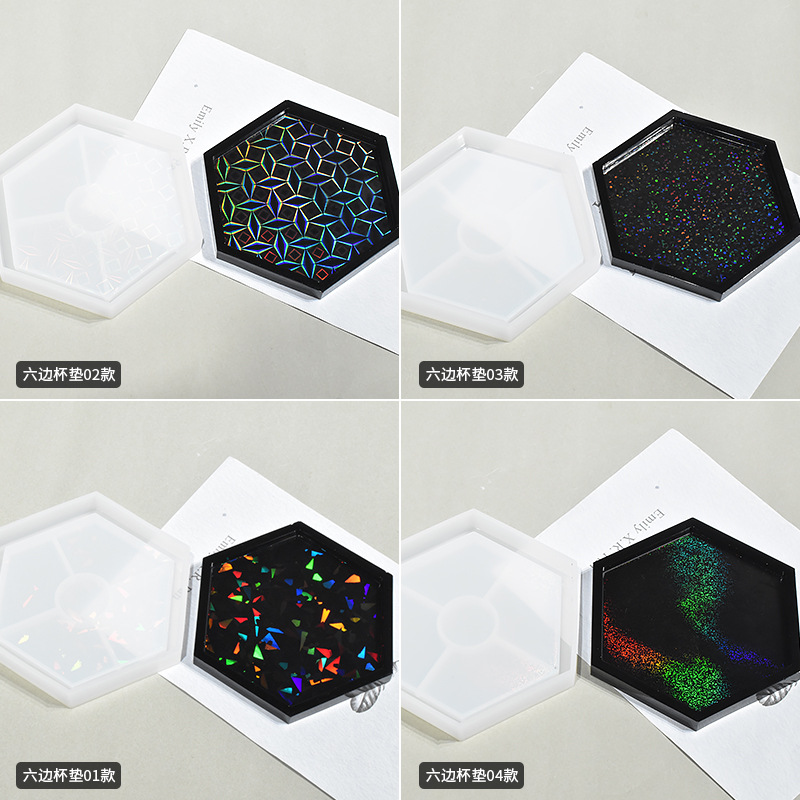 DIY Drip Laser Holographic Coaster Silicone Molds Round Square Hexagonal Laser Pendulum Grinder