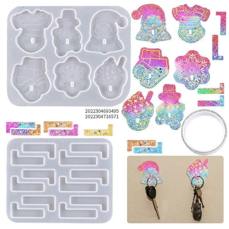 DIY Drip Glue Christmas Hooks No Hole Punching Clothes Hooks Non-Marking Paste Kitchen Hygiene Hooks Silicone Mold