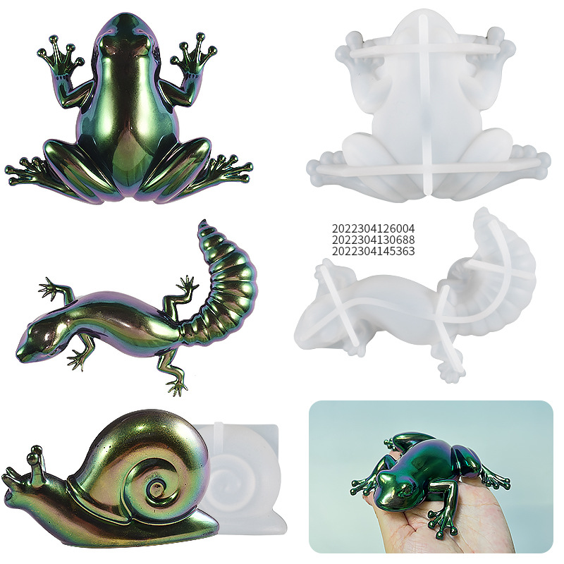 DIY Crystal Drip Rubber Easter Frog Lizard Snail Small Animal Ornaments Silicone Mold