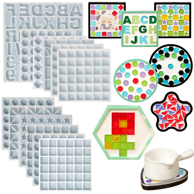 DIY Creative Puzzle Mosaic Coaster Patch Drip Rubber Mold Children's Parent-Child Educational Toys