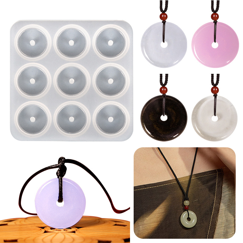 DIY Glaze Imitation Jade Peace Buckle Pendant Drip Rubber Mold Bracelet Jewelry Accessories Silicone Mold