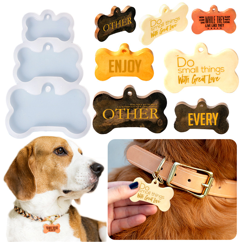 DIY Pet Dog Bone Tag Keychain Drip Rubber Mold Diy Pendant Pendant Silicone Mold