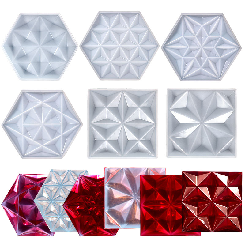 DIY Hexagram Cut Surface Coaster Drip Rubber Mold Anti-Hot Insulation Silicone Mold