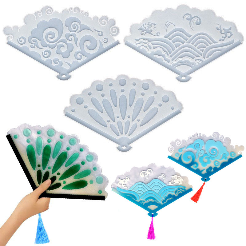 DIY Chinese Wind Fan Drip Rubber Mold Literary Small Fresh Summer Transparent Fan Silicone Mold