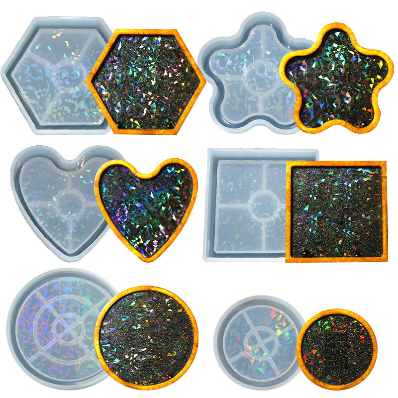 DIY Laser Holographic Silicone Molds Anti-Scald Coaster Pendulum Crystal Drip Holographic Molds