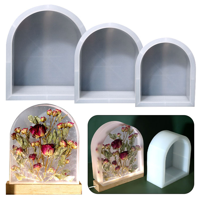 DIY Large Arch Ornaments Drip Rubber Mold Frosted Wrapped Edge Table Lamp Silicone Mold