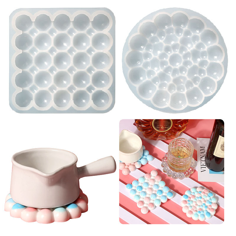 DIY Cute Bubble Coaster Drip Rubber Mold Heat Insulation Anti-Scald Coaster Silicone Mold