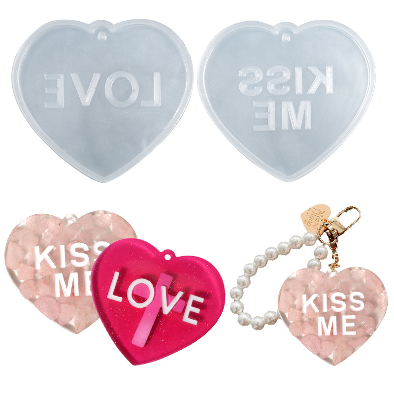 DIY Valentine's Day Couple Hand Tag Pendant Drip Rubber Mold Bag Keychain Hang Tag Silicone Mold