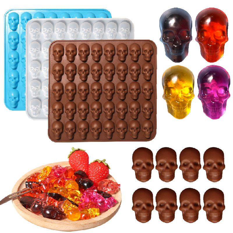 DIY Ice Grid Baking 40 Even Skull Chocolate Crystal Dripping Rubber Mold Fire Paint Wax Mold