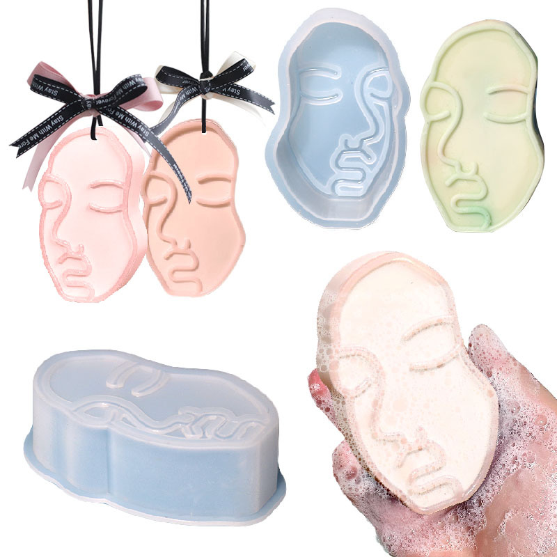 DIY Diy Plaster Face Handmade Soap Mold Candle Aromatherapy Hangtag Silicone Mold