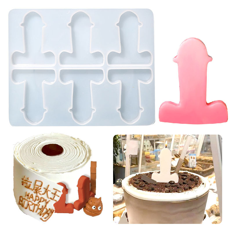 DIY 6 Even Dick Candle Mold Spoof Chocolate Baking Cake Silicone Mold