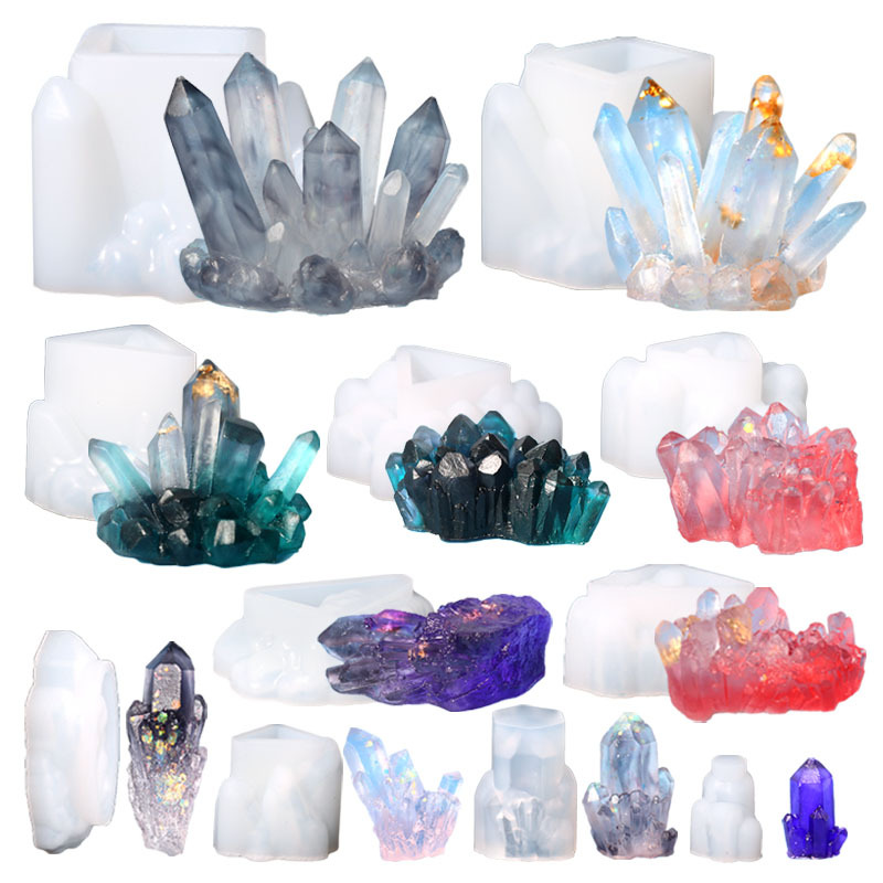 DIY Drip Rubber Mold 11 Crystal Crystal Cluster Stone Column Silicone Mold Liquid Soft Mold Easy To Release