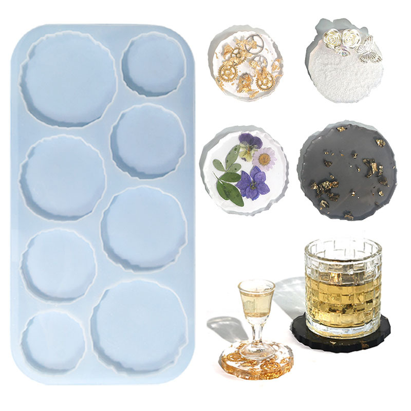 DIY Drip Rubber Mold 8 Even Irregular Coaster Silicone Mold Mirror Resin Coaster