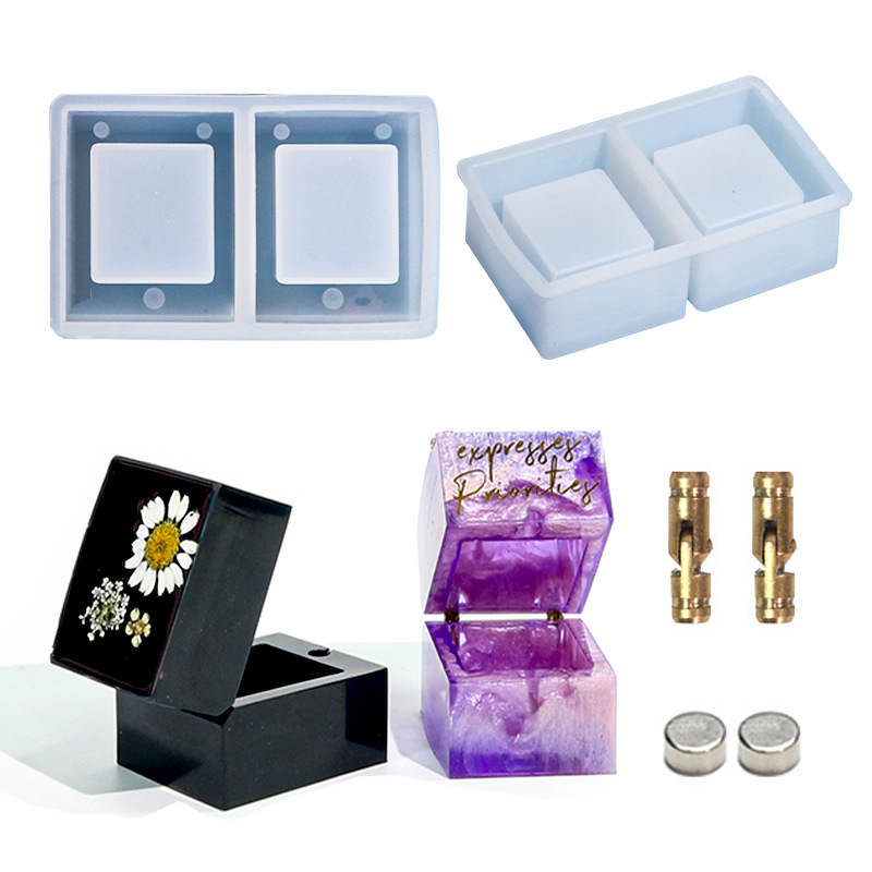 DIY Drip Rubber Mold Square Ring Box Silicone Mold Jewelry Gift Storage Box