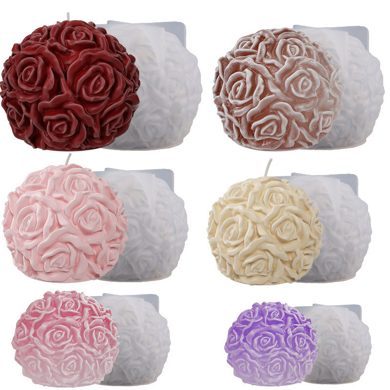 DIY Round Multi-Size Crystal Drip Resin Rose Ball Candle Round Ball Pendulum Silicone Mold