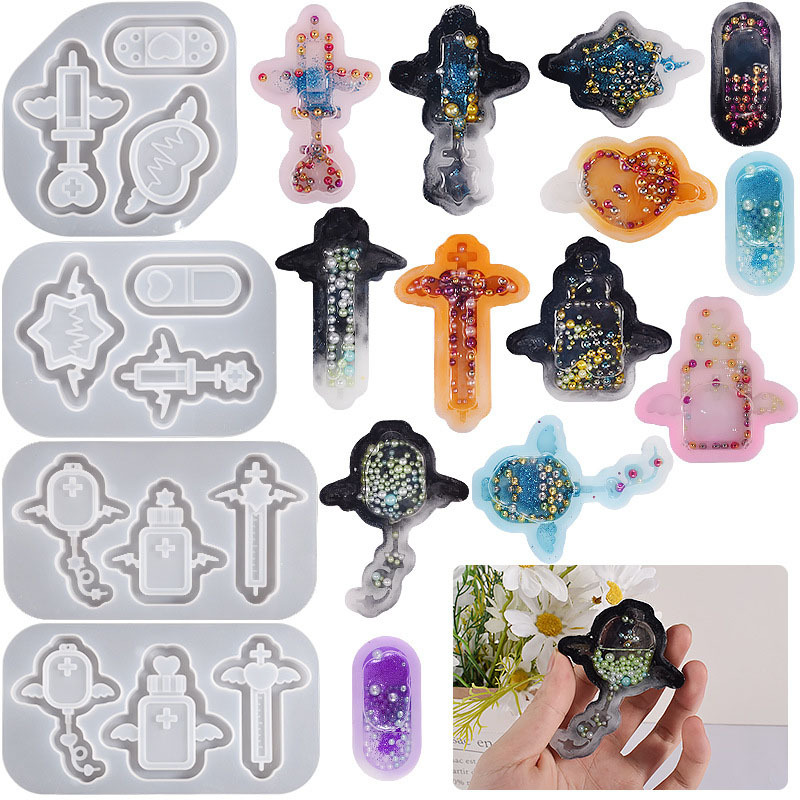 DIY Crystal Drip Gum Tree Gum Mirror Devil Angel Quicksand Pendant Keychain Pendant Silicone Mold