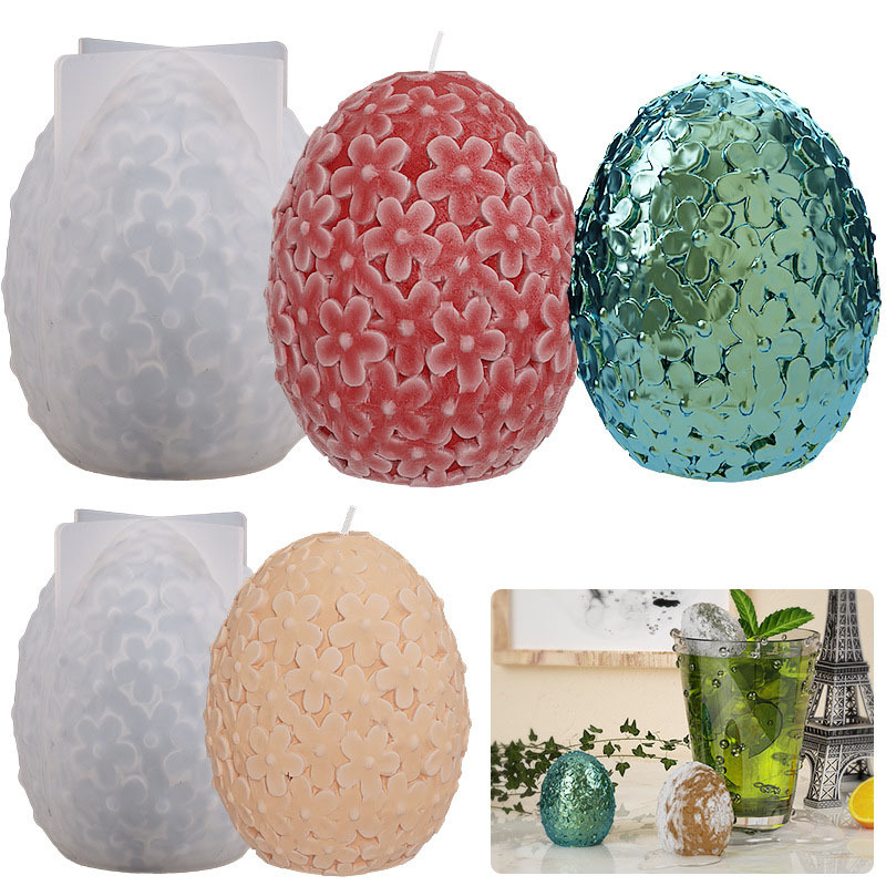 DIY Crystal Drip Resin Egg Flower Ball Grinding Oval Plaster Ornament Banana Candle Silicone Mold