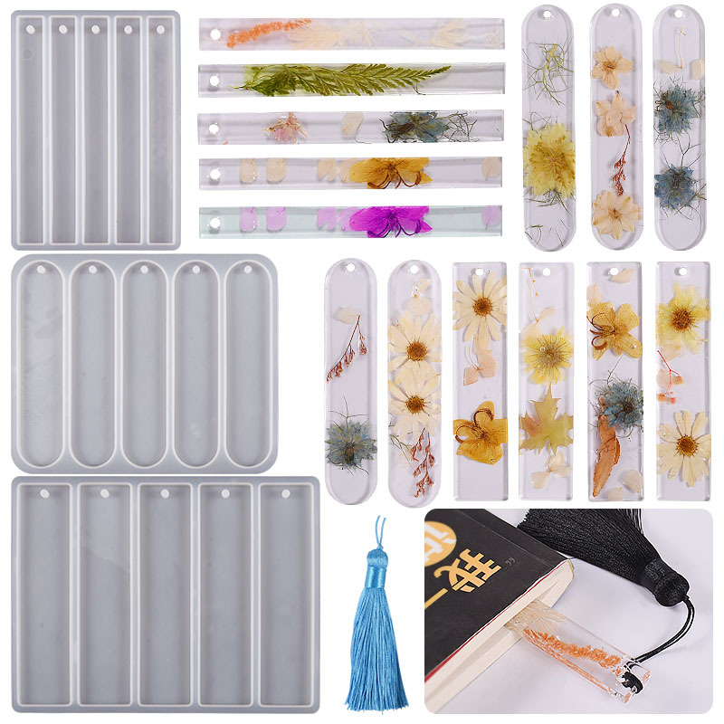 DIY Crystal Drip Resin Mirror Rectangular Oval Whole Bookmark Tag Pendant Silicone Mold