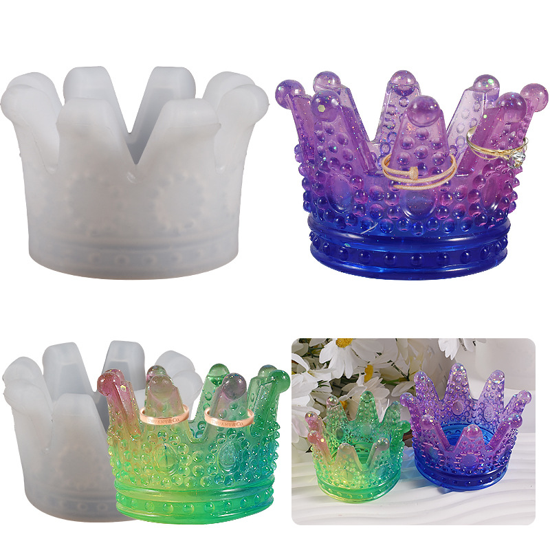 Crown Organizer Silicone Mold Diy Crystal Drip Rubber Jewelry Ring Holder Ashtray Resin Mold