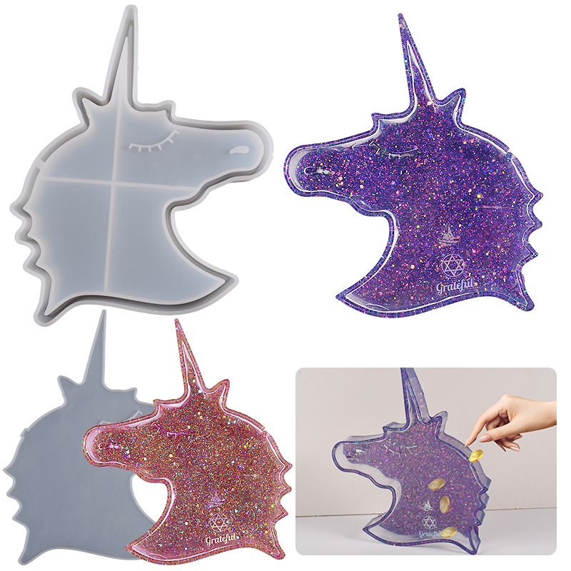 DIY Crystal Drip Resin Unicorn Money Jar Storage Box Jewelry Storage Jar Silicone Mold