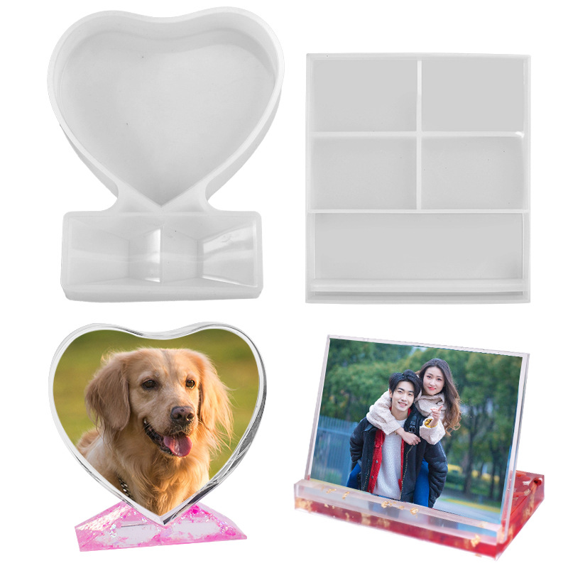 Crystal Drip Rubber Mirror Ornaments Ornaments Mirror Multi-Size Size Love Rectangle Photo Frame Mold