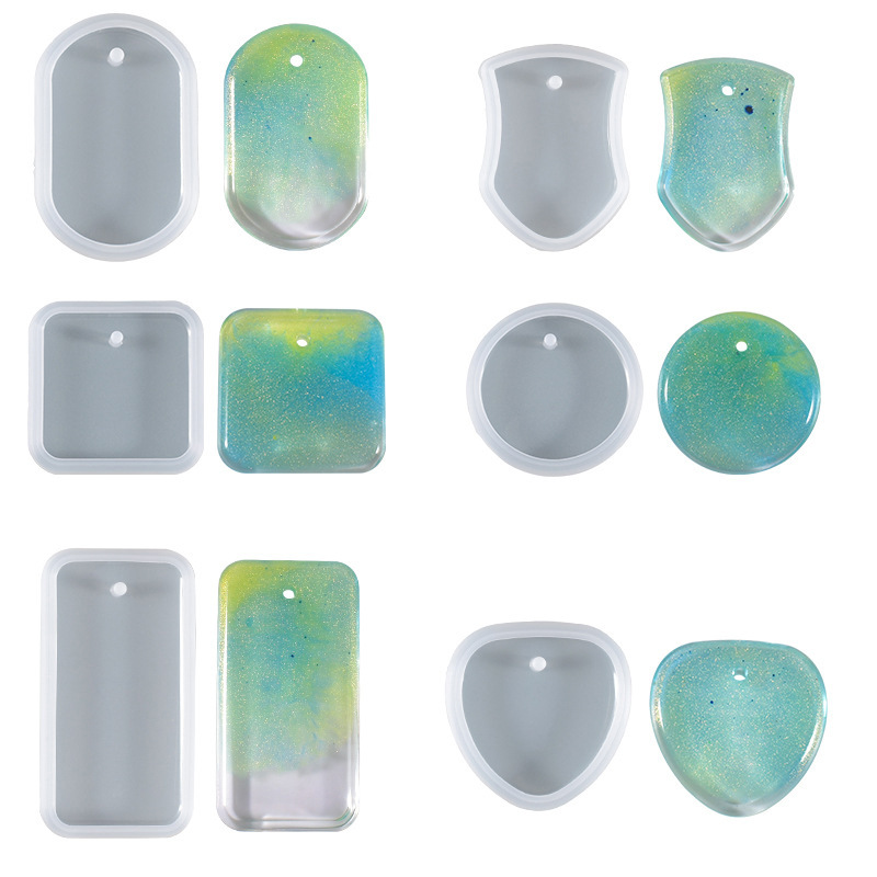 Crystal Drip Epoxy Resin Rectangular Round Square Six Shapes Hangtag Necklace Tag Silicone Mold