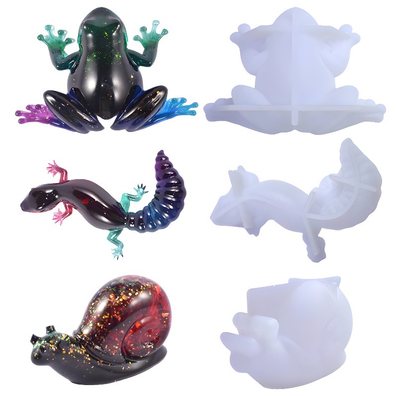 New Epoxy Resin Mold 3D Three-Dimensional Animal Decoration Lizard Frog Silicone Mold