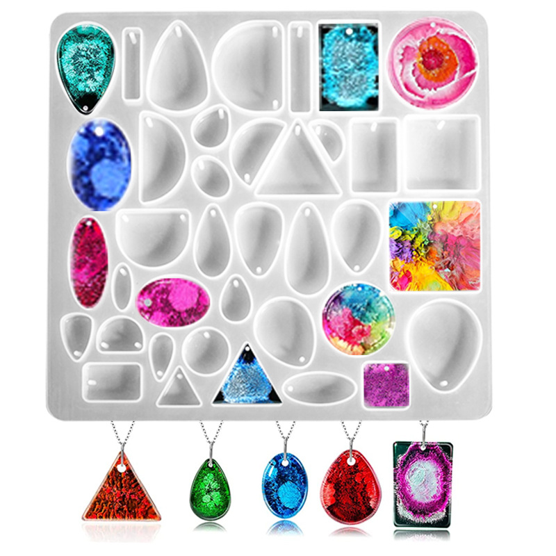 Resin Mold New Multi-Size Gemstone Keychain Necklace Earrings Pendant Silicone Mold