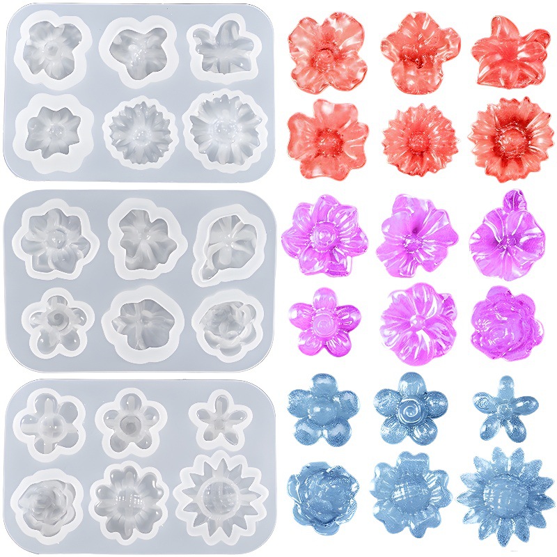 Epoxy Resin Mold Decoration Multi-Size Full-Page Sunflower Daisy 3D Small Flower Silicone Mold