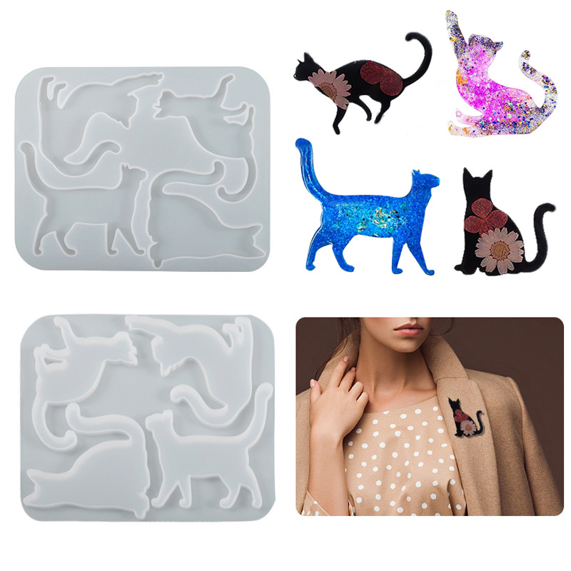 Crystal Drip Mold Amazon New Bag Pendant Pin Cartoon Kitty Jewelry Brooch Silicone Mold