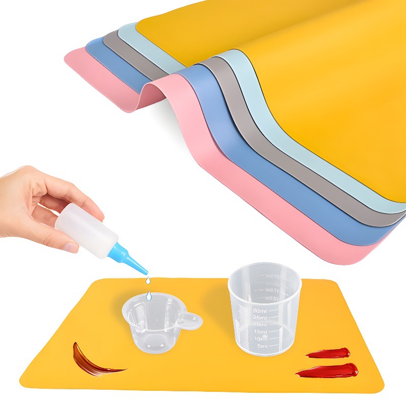 Epoxy Resin Mold Ornaments Glue Mixing Tool Powder Blue Glossy Matte Anti-Dirty Desktop Mat Non-Stick Non-Slip Silicone Mat