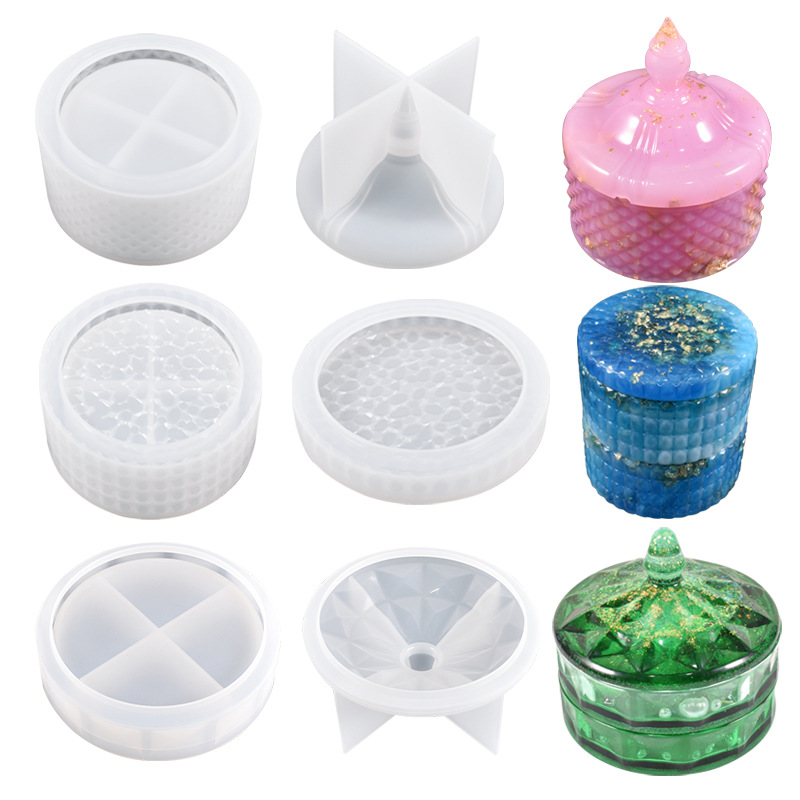 Drip Diy Faceted Diamond Storage Box Grinding Plaster Round Diamond Face Roman Stacking Storage Box Silicone Mold