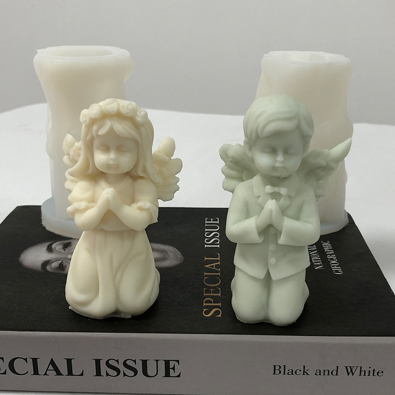 Angel Girl Aromatherapy Plaster Mold Diy Angel Boy Aromatherapy Candle Drip Rubber Ornament Cherub Silicone Mold