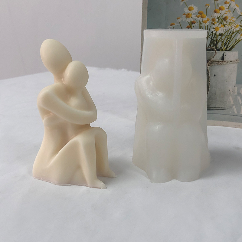 Ins Abstract Human Candle Silicone Mold Diy Mother's Day Candle Hug Kids Aromatherapy Plaster Ornament Mold