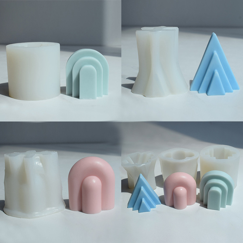 Geometric Candle Mold Abstract Shape Mountain Arch Handmade Soap Plaster Drip Ornament Scented Candle Silicone Mold