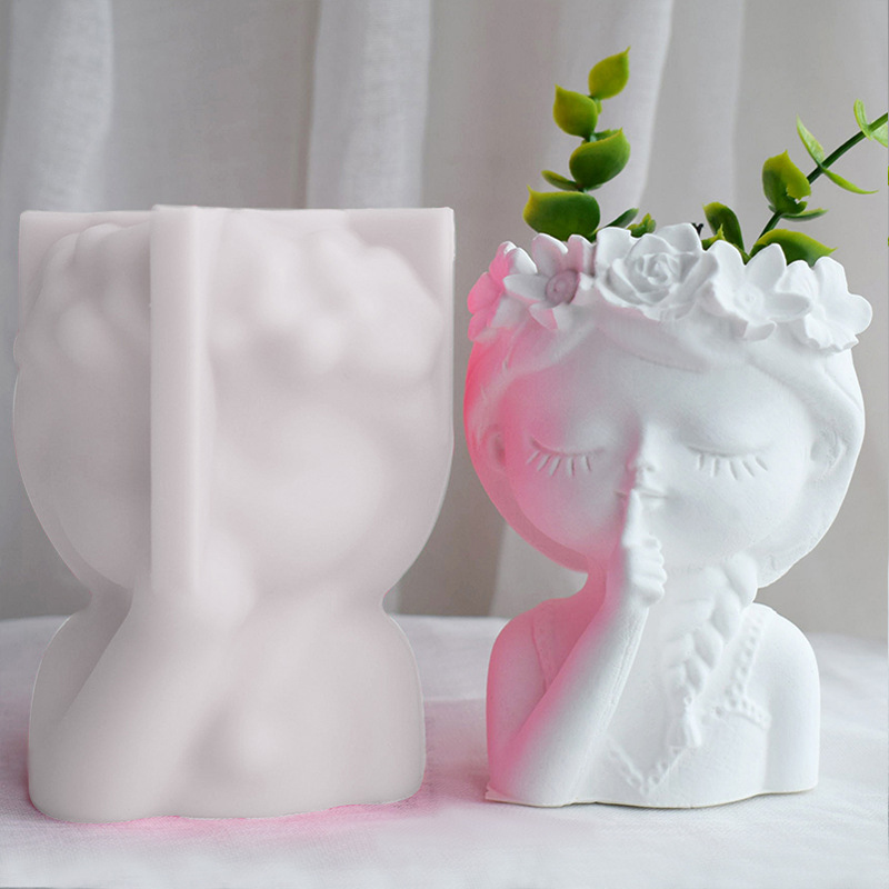 Garland Girl Diy Cement Pencil Flower Pot Silicone Mold Scented Candle Plaster Drip Glue Succulent Flower Pot Mold