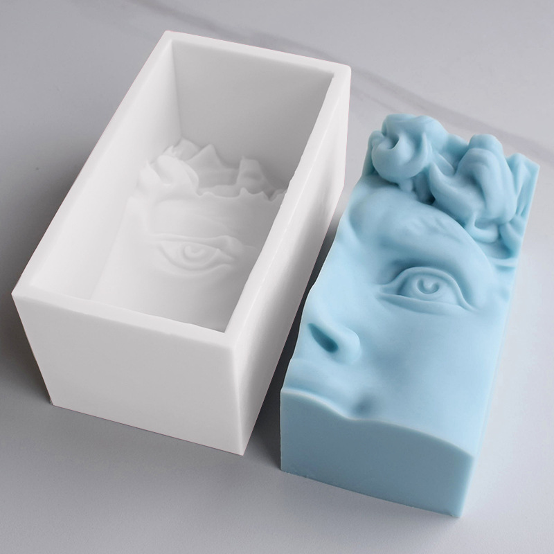 David Human Face Candle Silicone Molds Human Head Half Face Plaster Molds Aromatherapy Diffuser Stone Drip Gel Ornaments