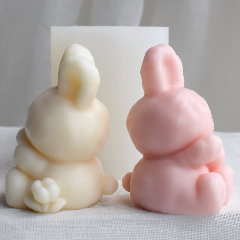 Geometric Tulip Rabbit Scented Candle Plaster Ornament Silicone Mold Diy Cartoon Rabbit Diffuser Stone Mold