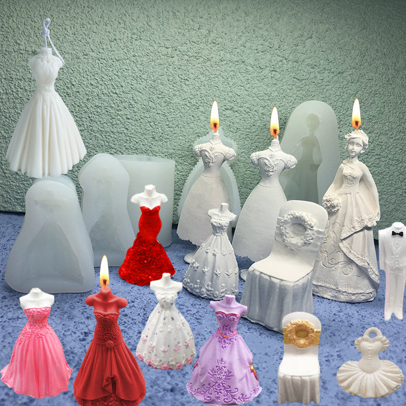 Wedding Dresses Dresses Lace Dresses Scented Candles Plaster Diffuser Stone Ornaments Silicone Molds Chocolate Cake Molds