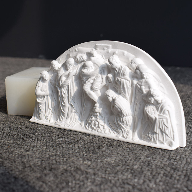 Semi-Circular Three-Dimensional Relief Figure Plaster Mould Diy Sculpture Cement Ornament Figure Relief Drip Gel Silicone Mould