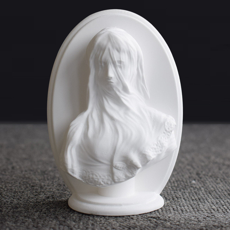 3D Veil Girl Head Plaster Mould Diy Handmade Scented Candle Portrait 2D Silicone Mould