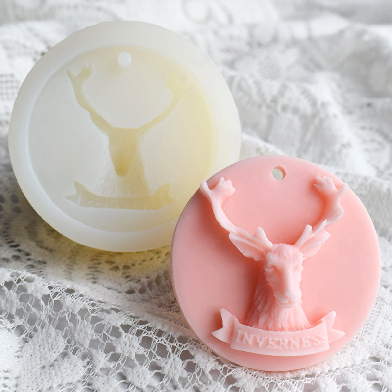 Deer Head Plaster Hanging Silicone Mold Diy Candle Piece Handmade Aromatherapy Diffuser Stone Drip Mold