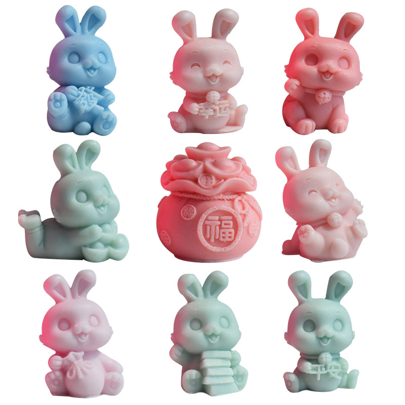 Bunny Series Aromatherapy Plaster Silicone Mold Diy Cartoon Animal Rabbit Aromatherapy Candle Diffuser Stone Mold