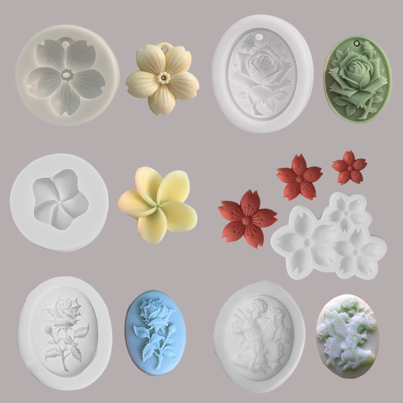 Christmas Flower Embroidery Ball Aromatherapy Plaster Hanging Silicone Mold Diy Rose Candle Flip Chocolate Mold
